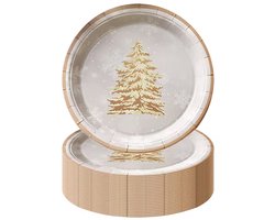 Kerst wegwerpbordjes - Set Van 10 - Kertsboom - 10 Papieren Borden - Rood