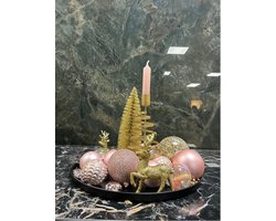 Kerst woondecoratie – Kerstdecoratie tafel – Roze/Zwart/Goud - Kerstboompje - Kerstboom - Kerstcadeau - Kerstdecoratie voor binnen - Interieur - Woondecoratie - Kerstcadeau vrouw