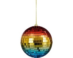 kerstbal Ornament spiegel bal regenboog blauw - d15cm