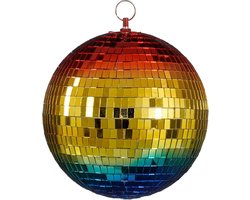 kerstbal Ornament spiegel bal regenboog blauw - d20cm