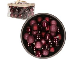 Kerstbal Set48 Mix Bordeaux D6cm Kunstst Of