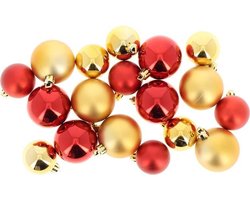 Kerstballen 18 st ROOD / GOUD Ø4-5 cm - Plastic - Rood - SILUMEN
