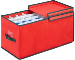 Kerstballen opbergbox - voor 128 ballen - 30x30x60 cm - rood-groen