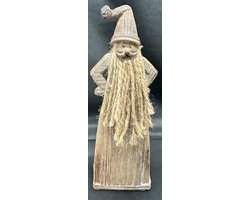 Kerstbeeld "houtlook" Kerstman - houtlook - polyresin - hoogte 18x7x6 cm - Kerstdecoratie - Woonaccessoires