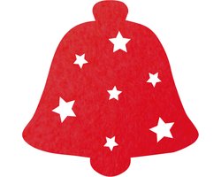 Kerstbel 2 vilt onderzetter - Rood - 6 stuks -ø 10 cm - Tafeldecoratie - Glas onderzetter - Valentijn - Cadeau - Woondecoratie - Tafelbescherming - Onderzetters voor glazen - Keukenbenodigdheden - Woonaccessoires - Tafelaccessoires