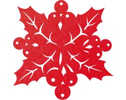 Kerstbes 2 vilt onderzetter - Rood - 6 stuks - 10 x 10 cm - Tafeldecoratie - Glas onderzetter - Cadeau - Woondecoratie - Tafelbescherming - Onderzetters voor glazen - Keukenbenodigdheden - Woonaccessoires - Tafelaccessoires