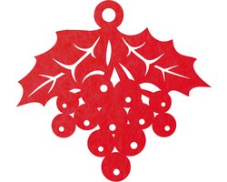 Kerstbes vilt onderzetter - Rood - 6 stuks - 10 x 10 cm - Tafeldecoratie - Glas onderzetter - Valentijn - Cadeau - Woondecoratie - Tafelbescherming - Onderzetters voor glazen - Keukenbenodigdheden - Woonaccessoires - Tafelaccessoires