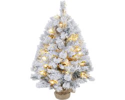 Kerstboom 92 Cm, LED-verlichting, Sneeuwtakken, Dennenappels, Vlamvertragend, Betonnen Voet