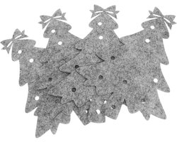 Kerstboom Bestekhouders - Kerst Tafeldecoratie - Feestelijk Diner - Set Van 4 - 22 x 17 cm - Lichtgrijs