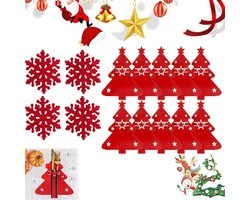 Kerstboom Bestekhouders van Vilt, 10 Stuks voor Feestelijke Tafelversiering en Kerstdecoratie