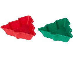 Kerstboom kerstschaal - Groen / Rood - Melamine - Set van 2 - Vaatwasser bestendig - MAX 70°C - kerst - kerstschaal
