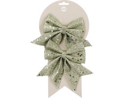 kerstboom kerstStrik l.groen 2 stuks - l12xh13cm