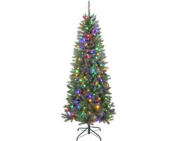 Kerstboom met verlichting - 180 cm - 250 LED - 899 takpunten - 9 lichtstanden - scharnierconstructie - inklapbare standaard - groen