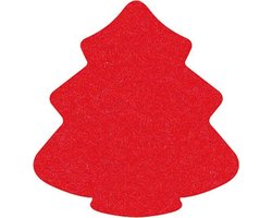 Kerstboom vilt onderzetters - Rood - 6 stuks - 11 x 10 cm - Kerst onderzetter - Tafeldecoratie - Glas onderzetter - Cadeau - Woondecoratie - Tafelbescherming - Onderzetters voor glazen - Kerst tafelen - Woonaccessoires - Tafelaccessoires