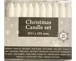 Kerstboomkaarsjes 20 stuks wit - kerstboomkaars kaarsen set voor kerstboom
