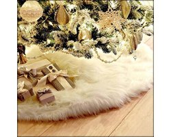 Kerstboomkleed - Wit - 78 cm - Kerstboomrok - zacht pluche kerstboom kleed voor onder de kerstboom - Kerstboomkleed - Kerstboomring - Kerstboom Huls - Rond - Kerst - Pluche - Voor kerstversieringen voor de feestdagen