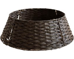 Kerstboommand - Kerstboomrok - Kerstboomvoethek - Handgevlochten afneembaar PE-rotan - Kerstboomdecoratie （ Bruin - Bodemdiameter 60cm hoogte 17cm ）