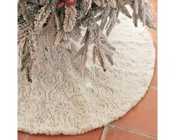 Kerstboomrok van 30 inch, witte boomrok met zilveren sneeuwvlokken met pailletten, grote pluchen imitatiebont boomrok voor Kerstmis, sneeuwkerstversieringen voor de feestdagen, zilver-Exclusief voor Kerstmis