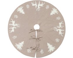 Kerstboomrokken - Kerstboomrok - Acrylvezel - Kerstboomkleed - Kerstboom Huls - Kerstboomdeken - Rond - Voor Kerstversieringen voor de Feestdagen - 92cm - Beige