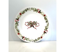 Kerstbord aardewerk beschilderd (per set van 2 borden) 20*20*2cm