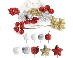 Kerstdecoratie Craft Set - Takjes Sterren En Decoratieve Appeltjes Voor Knutselen - Kerstsneeuwdecoratie - Potpourri Als Tafelversiering - 6 Zakjes Sterren En Appels