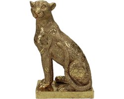 Kerstdecoraties - Ornament Leopard Polyresin Gold 13x8.5x20.5cm
