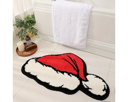 Kerstdeurdecoraties Kerstman Kerstmuts Vloermat Deurmat Tapijt Wit, voor thuis - Kerst Kerstmanmuts Grappige en schattige huisdecoratie Rode badkamermat Tapijt Deurmat