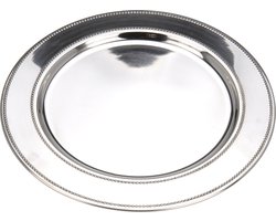 Kerstdiner onderbord - 8x stuks - zilver - RVS - D33 cm - rond