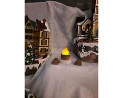 kerstdorp accessoire vuurkorf met hout incl batterij kerstmis kerst winterdorp 3 x 3 stuks