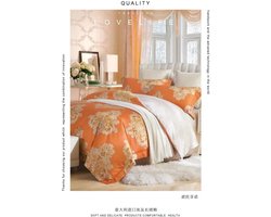 Kerste Deal / Gratis hoeslaken 100% Katoen Dekbedovertrek - Tweepersoons - 220 x 240 cm /240 x 200 cm/260 x 240 cm + 2 kussenslopen 48 x 74 cm /50 x 70 cm /50 x 80 cm / - Oranje