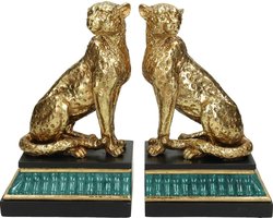 Kersten Boekensteun Leopard Polyresin Goud 24 X 10.5 X 20 Opbergbox /2