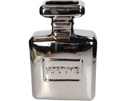 Kersten - Vaas parfum fles - Zilverkleurige bloemenvaas - Luxe vazen - Hotel chique - Vaas voor droogbloemen - 20x9x30cm