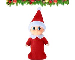 Kerstfiguren Mini Elfen - Kerstpoppen Kabouters - Decoratie en Cadeau - Beweegbare Armen Benen - 10 cm Lengte - Rood
