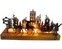 Kerstkaarsenhouder - Adventskandelaar Kandelaar - Feestelijke Decoratie - Met Adventskalender - 26 x 95 x 13 cm - Hout Zwart
