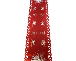 Kerstkleed - Rood met hert - Loper 170 cm