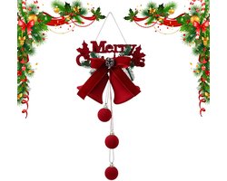 Kerstklokjes als hangende ornamenten - Rode fluwelen kerstballen - Deurkrans met klokjes en strik - Kerstboomversieringen - Geschikt voor tuinen, binnenplaatsen, patio's, voordeuren, bomen, kantoren en huisdecoratie - Stijl 1