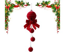 Kerstklokjes als hangende ornamenten - Rode fluwelen kerstballen - Deurkrans met klokjes en strik - Kerstboomversieringen - Geschikt voor tuinen, binnenplaatsen, patio's, voordeuren, bomen, kantoren en huisdecoratie - Stijl 2