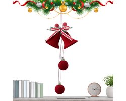 Kerstklokjes als hangende ornamenten - Rode fluwelen kerstballen - Deurkrans met klokjes en strik - Kerstboomversieringen - Geschikt voor tuinen, binnenplaatsen, patio's, voordeuren, bomen, kantoren en huisdecoratie - Stijl 4