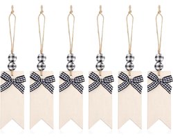 Kerstkous Naamlabels - Set van 6 stuks - Personaliseerbare Cadeaulabels - Hangende Ornament Kerstlabels - Zwart - Feestelijke Decoratie - Kerstcadeau Identificatie