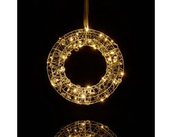 Kerstkrans met Verlichting – Led Lichtkrans voor Raam, Muur of Deur – Ø25 cm – Warm Wit