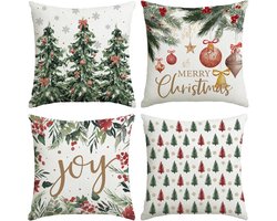 Kerstkussenhoezen – Decoratieve kussenhoezen – Creëer een feestelijke sfeer – Kerstdecoratie – Geschikt voor banken, slaapbanken en stoelen – 45x45 cm – Set van 4