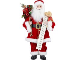 Kerstman 43,5 cm (17 inch) kerstpop hoog, handgemaakte kerstman, staand, pluche stof kerstman maakt familie en vrienden