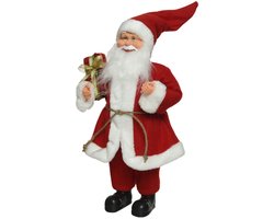 Kerstman decoratie pop/kerstpop beeld staand 30 cm - Kerstversiering beelden/poppen - Kerstmannenpoppen