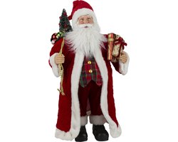 Kerstman decoratie pop/kerstpop beeld staand 46 cm - Kerstversiering beelden/poppen - Kerstmannenpoppen