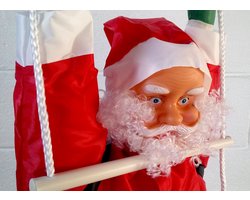 Kerstman Klimtouwladder 90cm - Tuindecoratie Buiten & Binnen
