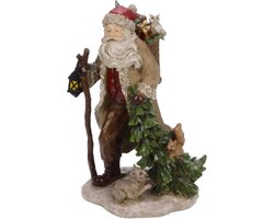 kerstman met dieren en kerstboom - kerst - Christmas - Meander - polystone - polyraisin - kerstpop - beeld