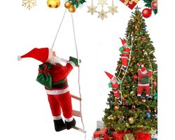 Kerstman op Ladder - 30 cm Decoratie voor Binnen en Buiten