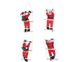 Kerstman op Ladder, Klimmen Ladder Kerstman Indoor en Outdoor Kerstman Klimmen Touw Ladder Kerst Opknoping Decoratie voor Xmas Party Tuin Muren en Tuin Ramen 105 CM