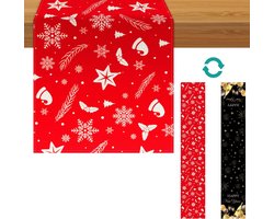 Kerstmis en Nieuwjaar Dubbelzijdige Tafelloper, 183x33 cm Wintervakantie Keuken Eettafel Decoratie Feestelijke Tafelloper voor Binnen Buiten Thuis Feestdecoratie