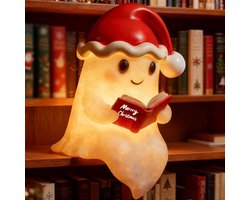 Kerstmis Nachtlampje met Spookbeeldje en Leesboek, Schattige Geest Lamp voor Tafel en Boekenplank, Decoratieve Kerstverlichting voor Huis, Bureau en Kast, Origineel Cadeau voor Kerstliefhebbers